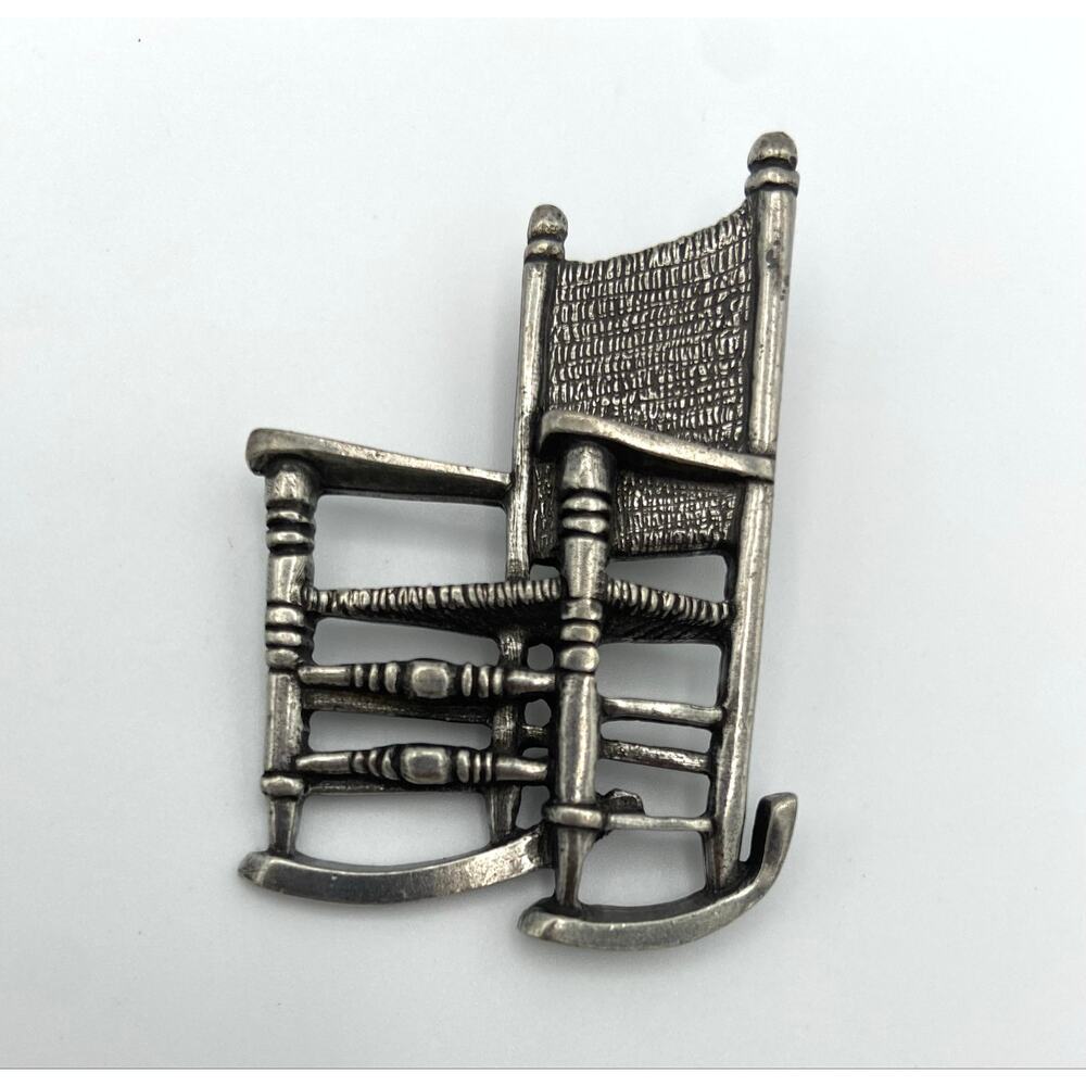 Vintage Danforth Pewter Rocking Chair Brooch Pin 1996  Made in USA 1.75"